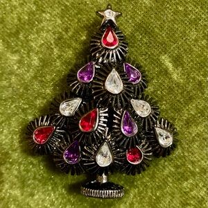 Festive Multicolor Christmas Tree Brooch